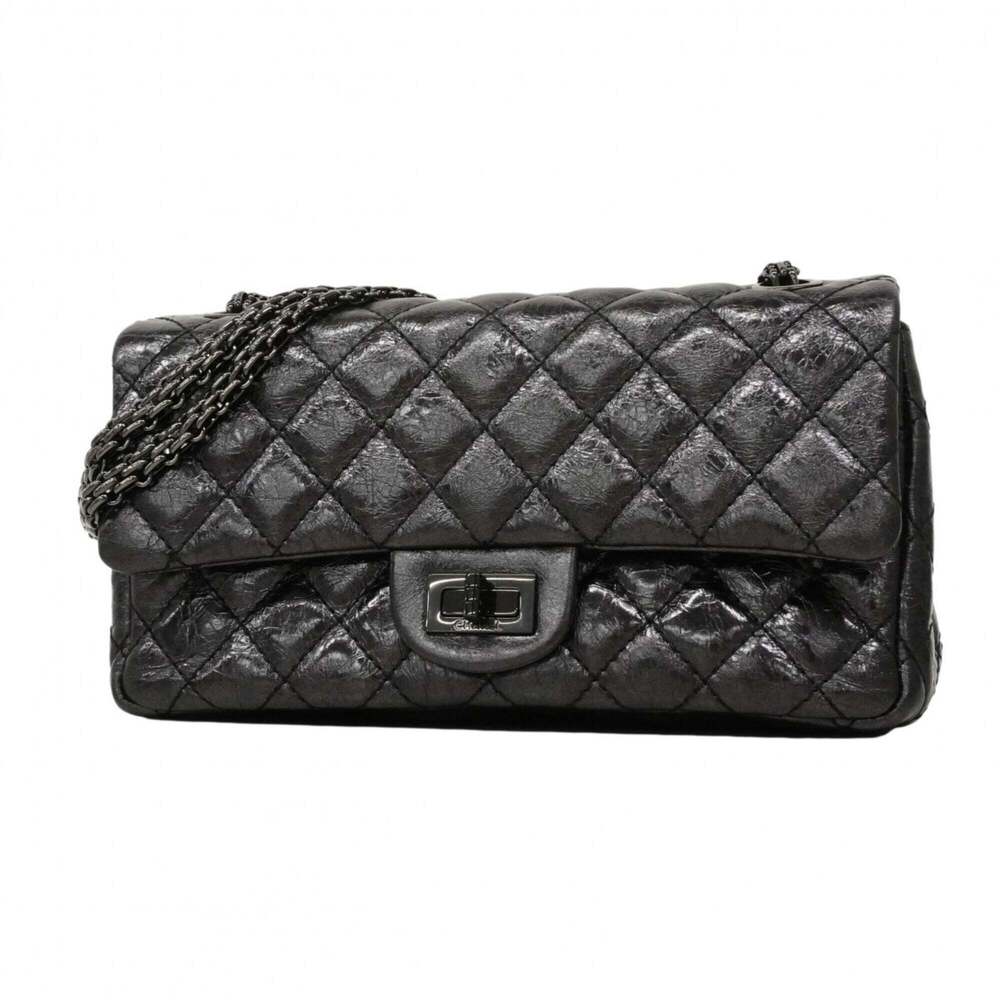 Chanel Shoulder Bag 2.55 Double Chain Calfskin Black Women's